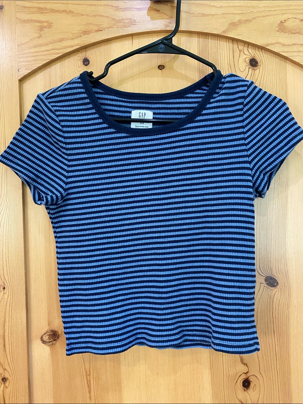 GAP Striped Navy and Light Blue Crop Tee